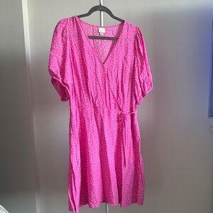 A New Day Pink Ruched Midi Sundress